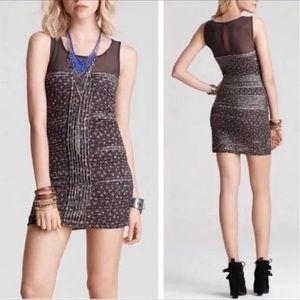 Free People Grey Floral Ruffle Bodycon Mini Dress Small